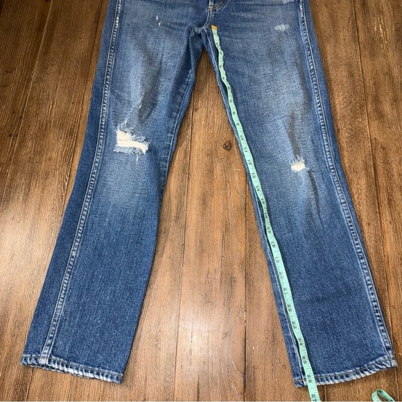 AMO Babe Straight Leg Jeans 27 Button Fly Whiskers Mid Rise - Picture 8 of 10